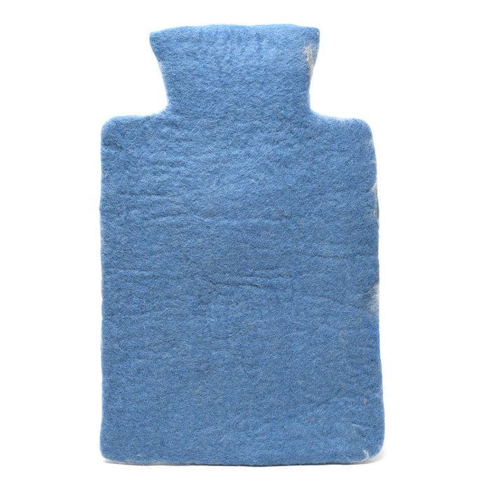 The Window, Milford Haven blue handmade wool felt hot water bottle cover with a soft textured finish