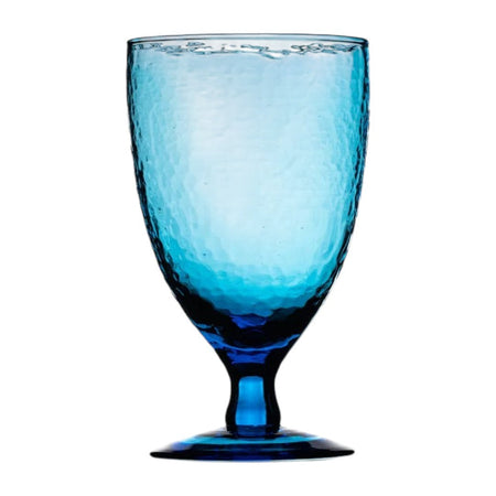 The Window, Milford Haven ice blue recycled glass wine glass with a sophisticated hammered texture and stemmed base.