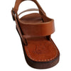 The Window, Milford Haven handmade brown leather ankle strap sandals with minimalist design and durable flat sole.