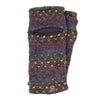 The Window, Milford Haven dark marl brown wool wrist-warmers with rainbow tick pattern and functional zip pocket.