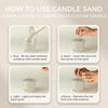 The Window, Milford Haven instructional graphic showing four steps to use white unfragranced candle sand in a glass