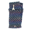 The Window, Milford Haven charcoal wool wrist-warmers with rainbow tick pattern, zip pocket, and fleece lining.