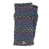 The Window, Milford Haven charcoal wool wrist-warmers with a rainbow tick pattern and a functional zip pocket.