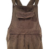 The Window, Milford Haven chocolate brown jumbo cord dungarees with a buttoned front pocket and adjustable straps.