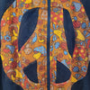 The Window, Milford Haven chocolate brown cotton zip-up hoodie featuring a colourful peace symbol with toadstool print