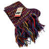 The Window, Milford Haven chunky hand-knit 100% wool scarf in electric grape stripe with colourful fringed ends.