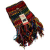 The Window, Milford Haven chunky hand-knit wool scarf in multi-coloured electric stripes with long fringe detail.