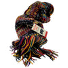 The Window, Milford Haven chunky hand-knit 100% wool scarf in electric stripe and grey with fringed ends.