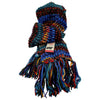 The Window, Milford Haven chunky hand-knit 100% wool scarf in electric blue stripes with fringed ends.