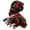 The Window, Milford Haven chunky hand-knit 100% wool scarf in electric multi-colored stripes with long fringe ends.