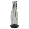 The Window, Milford Haven clear glass bottle tealight holder with a black metal base and hanging chain.