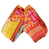 The Window, Milford Haven cropped Kantha cotton trousers featuring vibrant red and yellow patchwork patterns.