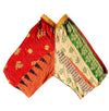 The Window, Milford Haven cropped Kantha cotton trousers featuring patchwork red and green patterns and elastic waist.