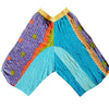 The Window, Milford Haven cropped Kantha cotton trousers featuring a yellow waistband and vibrant patchwork patterns.