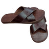 The Window, Milford Haven handmade dark brown leather sandals for men with a minimalist crossed strap design.