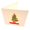 The Window, Milford Haven hand-embroidered Christmas card featuring a green tree with sequins on recycled paper.