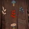 The Window, Milford Haven chocolate brown cotton tunic dress featuring embroidered toadstools and leaves with pockets.
