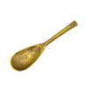 The Window, Milford Haven gold-toned forged metal oval spoon with a rustic antique finish and textured handle.