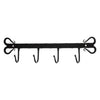 The Window, Milford Haven forged black metal wall hanger featuring four hooks and decorative heart-shaped ends.