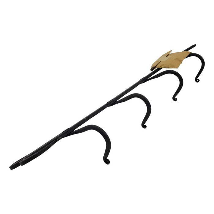 The Window, Milford Haven forged black metal wall hanger with four hooks and decorative heart detail.