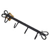 The Window, Milford Haven black forged metal wall hanger with four hooks and decorative heart-shaped ends.