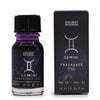 The Window, Milford Haven Gemini zodiac fragrance oil in a 10ml bottle with matching dark purple box and star design