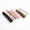 The Window, Milford Haven collection of five polished six-face gemstone obelisk points in various natural stone colors.