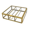 The Window, Milford Haven large square glass jewellery box with gold metal frame and ring handle