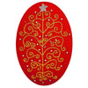 The Window, Milford Haven hand-embroidered Christmas card featuring a gold tree design on a red background.
