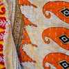The Window, Milford Haven orange and beige cotton Kantha kimono with traditional stitching and fringed border detail