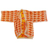 The Window, Milford Haven orange and beige cotton Kantha kimono with wide sleeves and traditional quilted patterns.