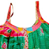 The Window, Milford Haven Kantha cotton overalls in green and blue with colourful patchwork and button front detail.