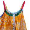 The Window, Milford Haven orange and red Kantha cotton oversized overalls with button front and intricate quilting.