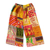 The Window, Milford Haven wide-leg Kantha trousers in multicoloured quilted cotton with a turquoise waistband.
