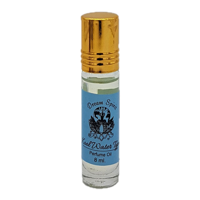 The Window, Milford Haven Dream Spirit Kool Water roll-on perfume oil in an 8ml glass bottle with a gold cap.