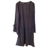 The Window, Milford Haven blue and purple lurex cotton midi tunic dress with long flared tie-sleeves