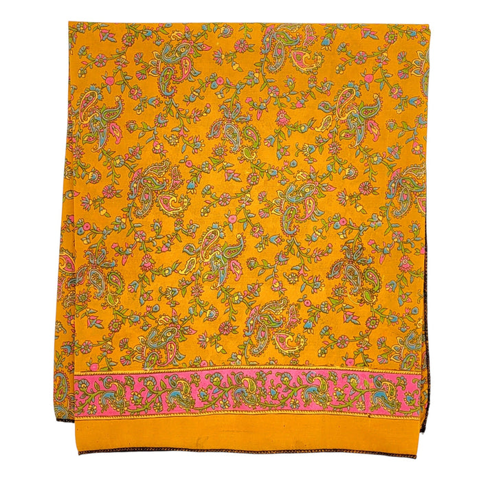 The Window, Milford Haven recycled sari scarf in mustard yellow with a vibrant floral and paisley pattern