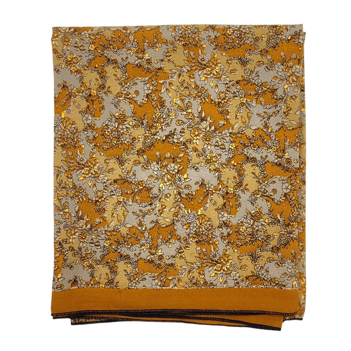 The Window, Milford Haven recycled sari scarf in mustard yellow and grey with a delicate floral pattern