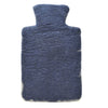 The Window, Milford Haven Black Yak navy blue wool felt hot water bottle cover with a hand-crafted robin design.