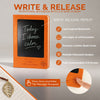 The Window, Milford Haven Doodlers Delight orange leather-effect A5 notebook with a reusable LCD wipe screen cover.