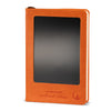 The Window, Milford Haven orange leather-effect A5 notebook featuring a reusable LCD wipe screen on the front cover.