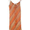The Window, Milford Haven retro bias-cut cotton cheesecloth summer dress in orange with striped pattern and ties