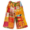 The Window, Milford Haven 3/4 length wide leg trousers in multicoloured patchwork cotton with Kantha quilting.