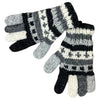 The Window, Milford Haven patterned wool gloves in black, grey, and white with a warm fleece lining.