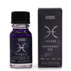 The Window, Milford Haven Pisces zodiac fragrance oil in a 10ml dark bottle with bio glitter and matching box.