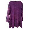 The Window, Milford Haven purple cotton tunic dress with toadstool embroidery on sleeves and a flared fit.