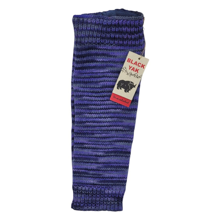 The Window, Milford Haven electric purple striped pure wool leg-warmers with Black Yak tag