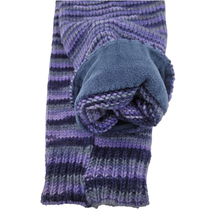 The Window, Milford Haven electric purple striped pure wool leg-warmers with soft fleece lining