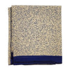 The Window, Milford Haven recycled sari scarf in cream with a navy blue abstract pattern and solid blue border.