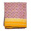 The Window, Milford Haven recycled sari scarf in pink and yellow with a floral pattern and decorative border.
